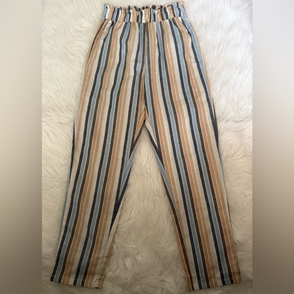 SHEIN striped girls stretchy waistband pants